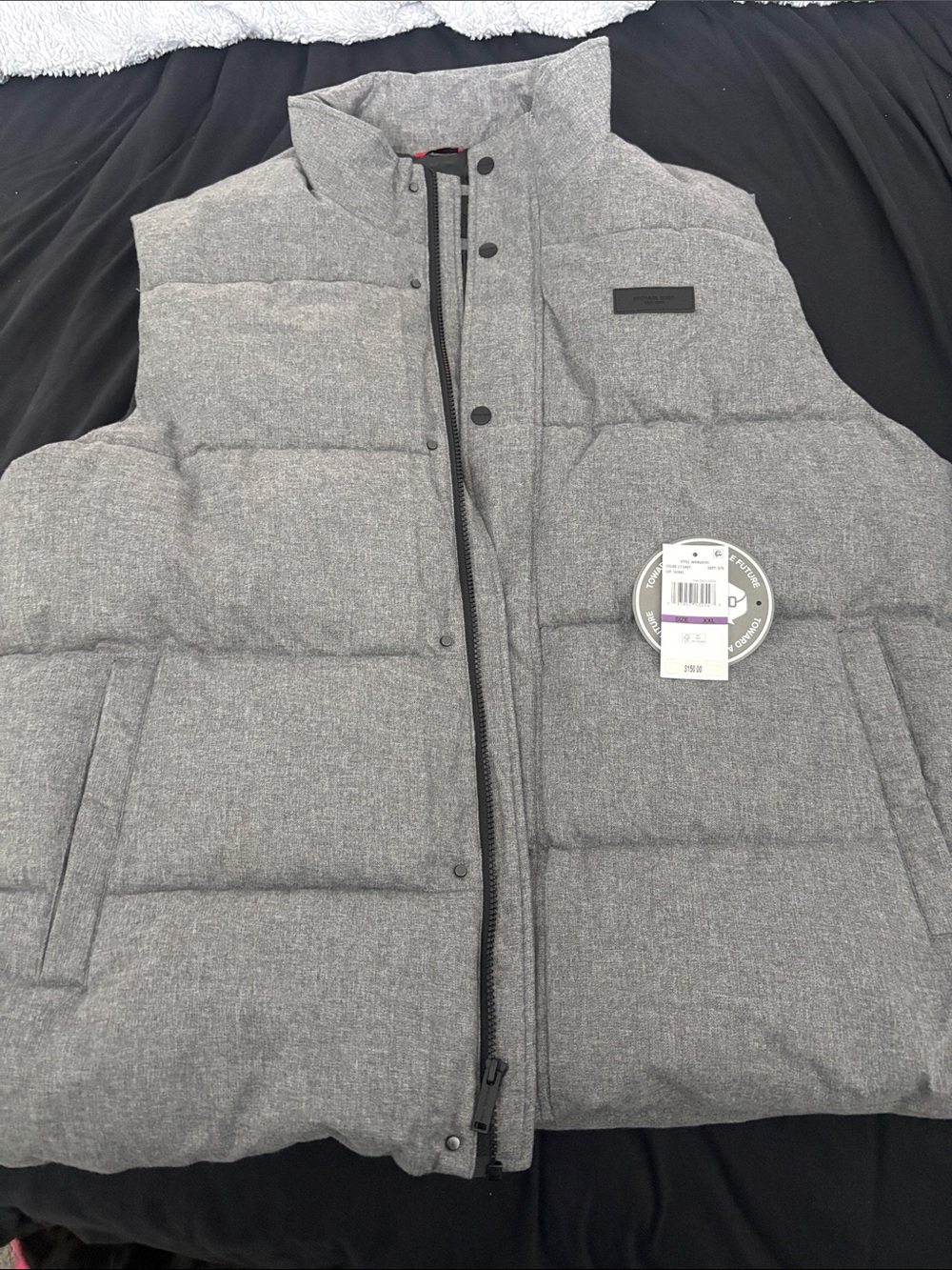 KORS Michael Kors Men's Gray Quilted Down Vest